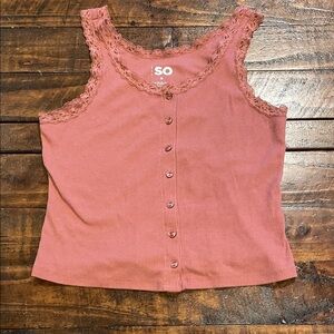 SO Women's Dusty Rose Lace Trim Camisole